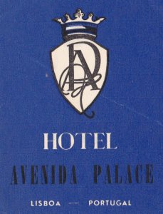 Portugal Lisboa Hotel Avenida Palace Vintage Luggage Label sk2806