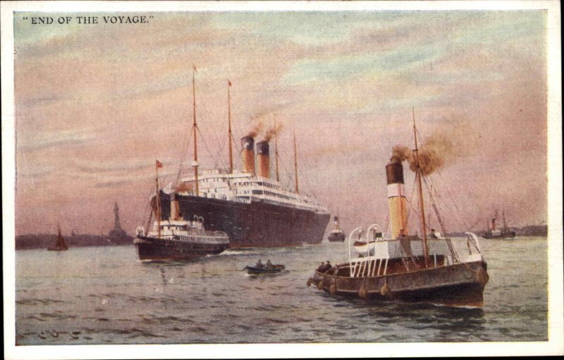 Magic of Mersey River Series Steamship Tug Boat c1910 Postcard