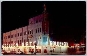 Las Vegas Nevada 1950s Postcard Golden Gate Casino At Night