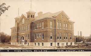 J53/ Rock Valley Iowa RPPC Postcard c1910 High School Building  65