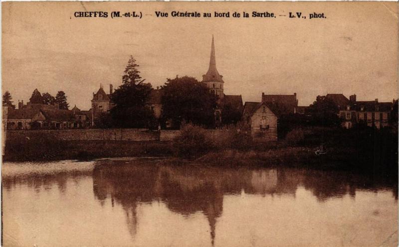 CPA CHEFFES vue generale au bord de la Sarthe (606659)