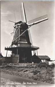 Netherlands Alkmaar Molen Het Rode Hert 't Roode Hert Windmill RPPC 09.38