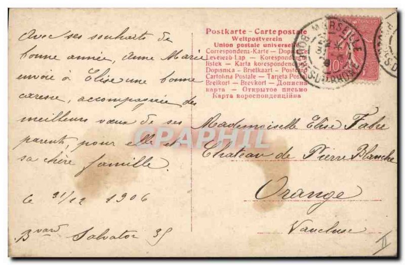 Old Postcard Child Stork