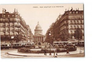 Paris France Postcard 1907-1915 Soufflot St and Pantheon Street View Trains