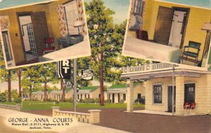 Jackson Tennessee George-Anna Courts, Multi-View Linen Vintage Postcard U10337