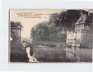 Postcard A Bridge Destroyed at L'Isle Adam France