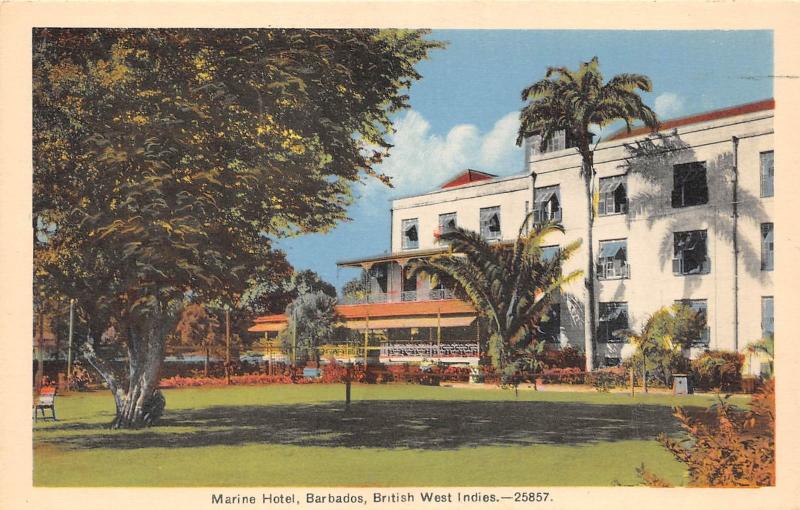 E58/ Foreign Postcard Carribean Bridgetown Barbados Marine Hotel BWI 2