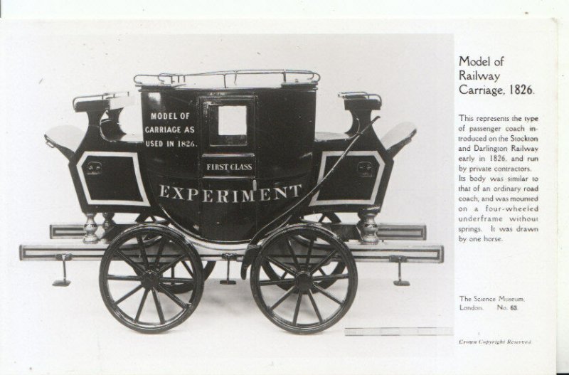 Museum Postcard - Model of Railway Carriage 1826 - Ref 16202A