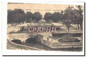 Nimes Postcard Modern Garden fountain General view