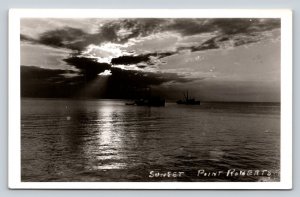 RPPC Boats at Sunset Point Roberts in Washington VINTAGE Postcard 1288