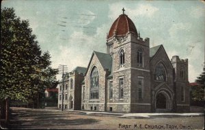 Troy OH Ohio First M.E. Church c1900-20s Vintage Postcard