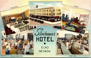 Linen Postcard Stockmen's Hotel in Elko, Nevada