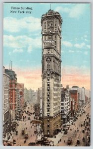 1910's TIMES BUILDING TROLLEY CARS NYC AMERICAN ART PUBL CO POSTCARD #79/SERIES