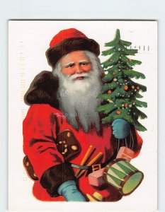 Postcard Christmas Greeting Card with Santa Christmas Art Print