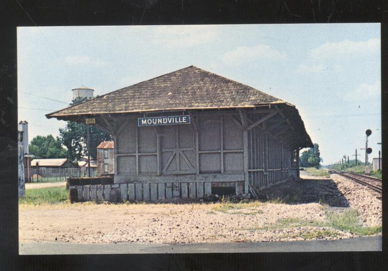 MOUNDVILLE ARKANSAS RAILROAD DEPOT TRAIN STATION VINTAGE POSTCARD