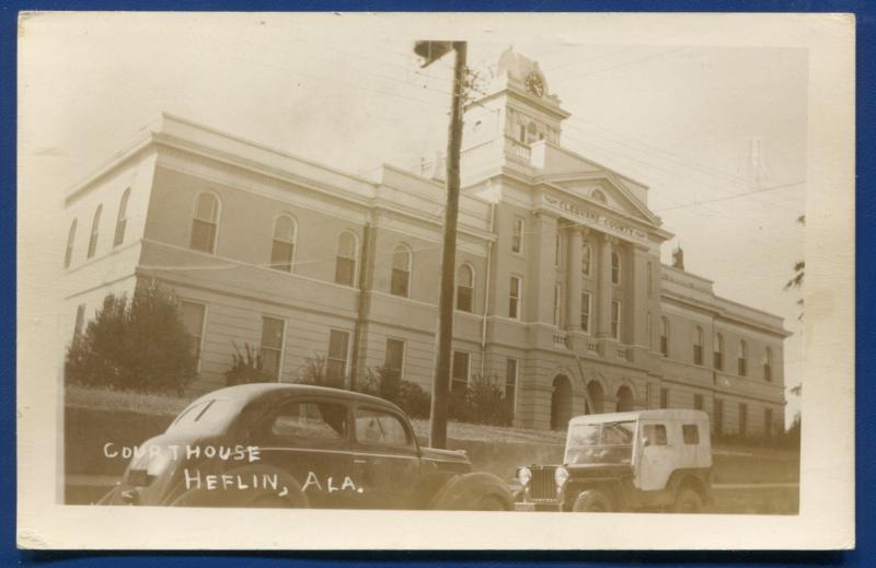 Heflin Alabama al Cleburne County Court House Real Photo Postcard RPPC