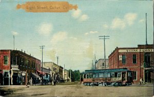 Postcard Eigth Street & Trolley Red Car Colton Ca San Bernardino County