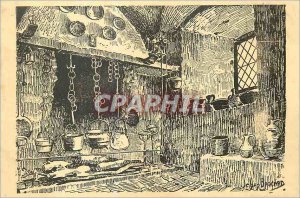 Old Postcard Interior of kitchen