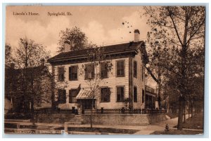 1917 Lincoln's Home House Building View Chimney Pathways Springfield IL Postcard