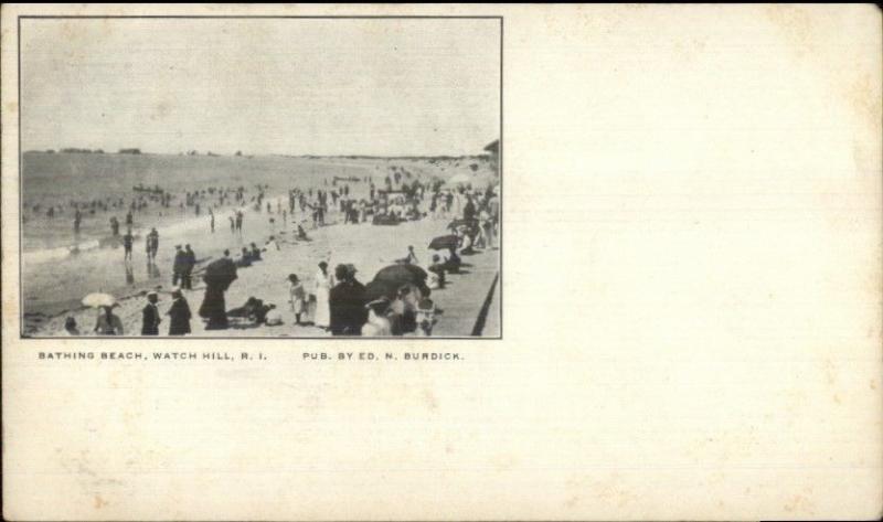 Watch Hill RI Bathing Beach c1900 Private Mailing Card