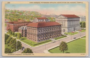 Linen~Air View Listed Bldgs Schenley District Pittsburgh PA~Vintage Postcard