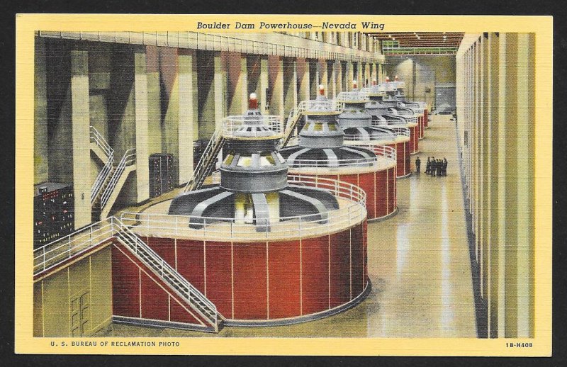 Boulder Dam Powerhouse Nevada Wing Inside View Boulder City Nevada Unused c1941