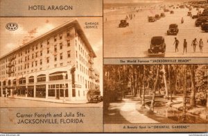 Florida Jacksonville Hotel Aragon Showing Oriental Gardens & Jacksonville Bea...