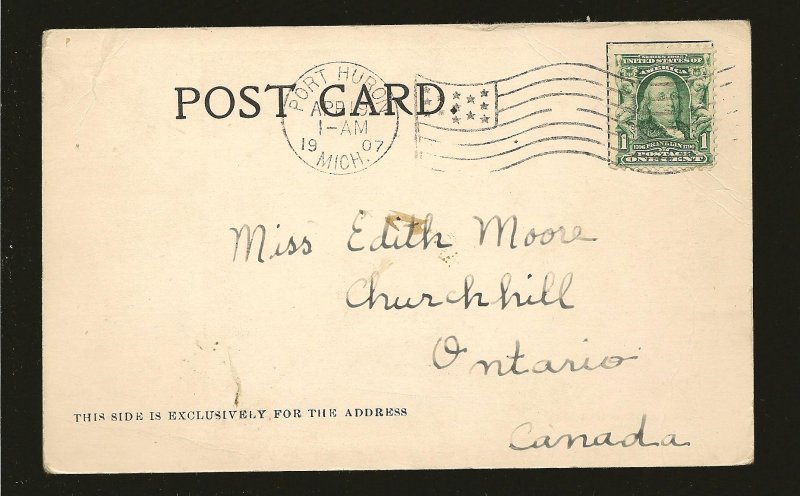 USA Postmark 1907 Port Huron Mich Public Library Port Huron Michigan Postcard