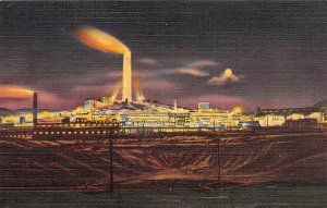 Anaconda Montana A.C.M. Co. Smelter At Night, Color Linen Vintage Postcard U9751