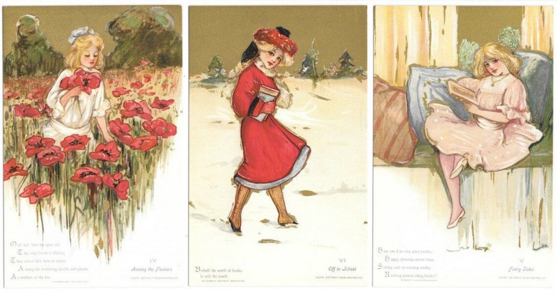 Six Postcard & Envelope Complete Set Childhood Days by Samuel L Schmucker~105060