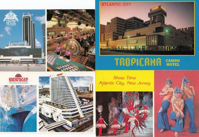 Atlantic City Tropicana Casino Hotel Trump Plaza Casino Showboat 4x Postcard s