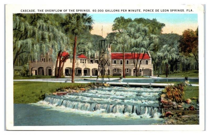 Cascade, Overflow of the Springs, Ponce de Leon Springs, FL Postcard