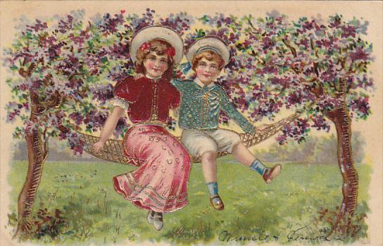 Young Rpmantic Couple On Hammock 1907