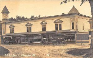 Harrison ME Storefronts I. O. O. F. Block Horse & Wagons RPPC Postcard