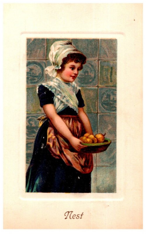 Farm Girl with Basket of Eggs