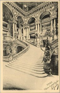 CPA PARIS Dessin a la Plume A. Goulon Opéra Grand Escalier 924566