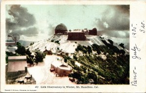 Lick Observatory Winter Mt Hamilton California CA Postcard Antique UDB Unposted 