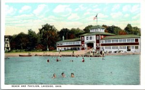 1920s Beach & Pavilion Lakeside Ohio Postcard