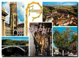 Modern Postcard Freiburg Cathedral City and the Alps Our Lady of Divine Prote...