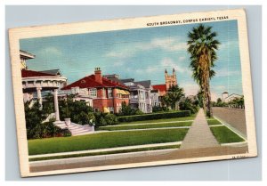 Vintage 1936 Postcard Residential Homes South Broadway Corpus Christi Texas