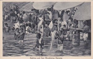 India Benares Natives Bathing & Sun Worshiping