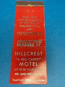 Matchbook Cover - Hillcrest Motel Lima OH Ohio MB147