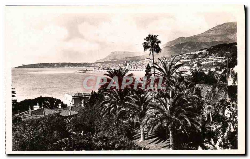 Old Postcard Menton View from the Italian border