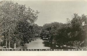 c1909 RPPC Postcard 3654 Mouse River & Victoria Street Footbridge, Minot ND Ward