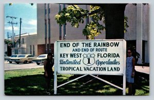 c1977 The End of the Rainbow Sign at Court House in KEY WEST VTG Postcard 0823