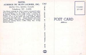 Quebec City Canada Motel Auberge Du Blvd Laurier Old Cars Postcard