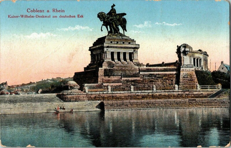 Coblenz Rhein Kaiser Wilhelm Denkmal Eck Postcard Statue Antique Postcard Vtg 