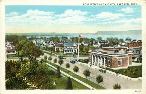 Vintage Postcard; Post Office & Vicinity, Lake City MN, Wabasha County unposted