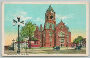 La Porte Indiana~Court House~1920s Postcard
