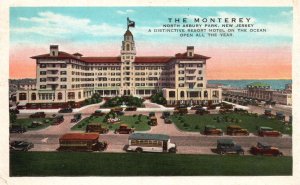 Vintage Postcard 1935 Monterey Distinctive Resort Hotel On Ocean North Asbury NJ
